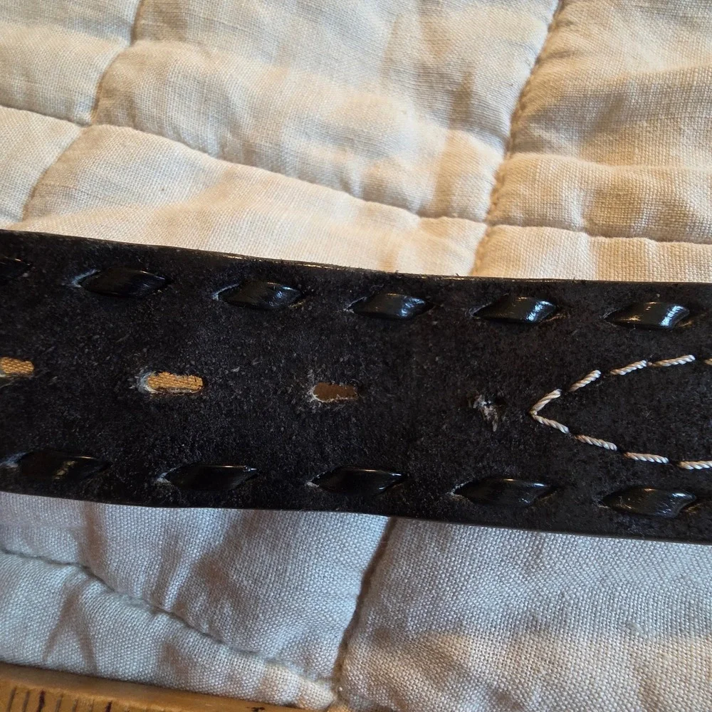 Frontier Series Belt Mens 40 Black Leather Western Hand Laced Made in USA 1305